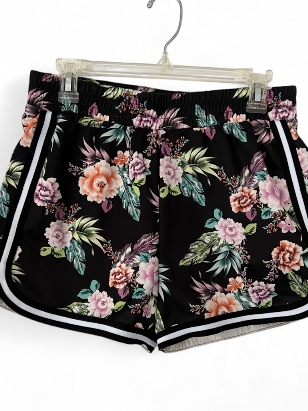 No Boundaries Black Floral Athletic Shorts